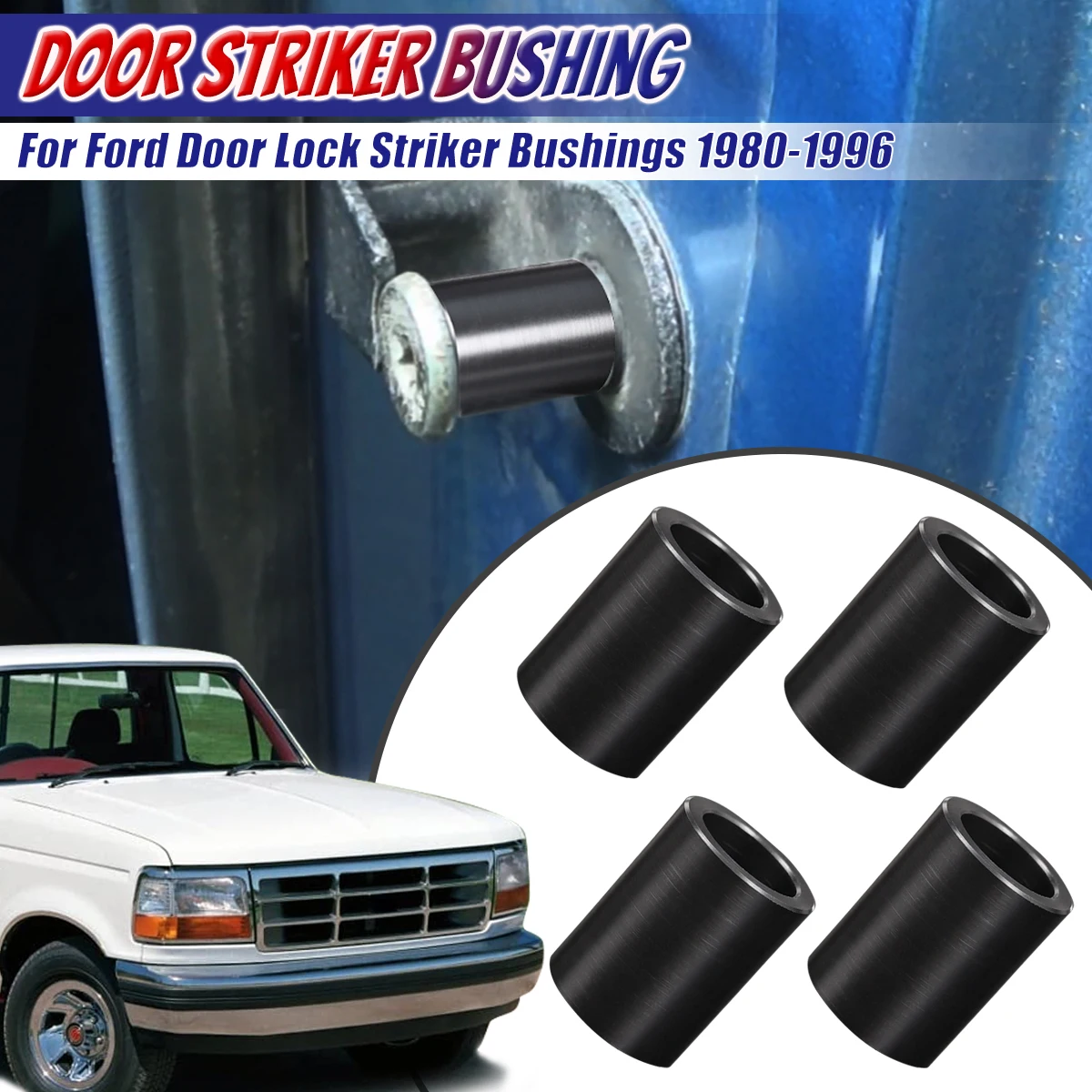 Buchas de trava de porta, 4 unidades, para ford f100 f150 f250 f350 f450 ranger mustang bronco caminhão 1980-1996 acessórios de durabilidade