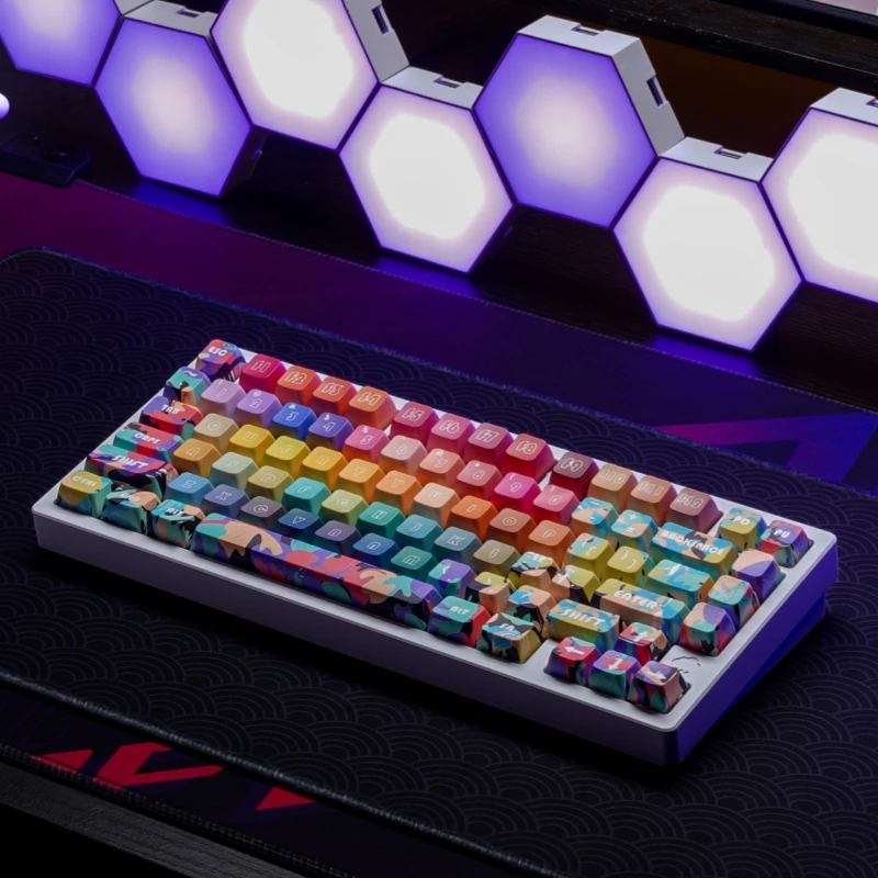 Imagem -05 - Mechanical Gaming Keyboard Caps Tema Abstrato Arte Pbt Keycap Mda Profile Color Bonito Mda Key Cap para mx Switches Personalizado