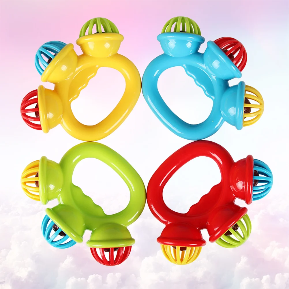 Tambourine Jingle Bells para crianças, Brinquedos de instrumentos musicais, Toddler Educational Handbells, 4 pcs