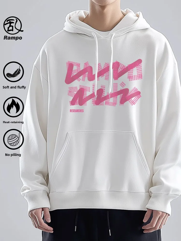

Мужская толстовка Rampo Heavyweight: утепленная, теплая, повседневная, универсальная, с принтом, молодежная, модная, с длинными рукавами