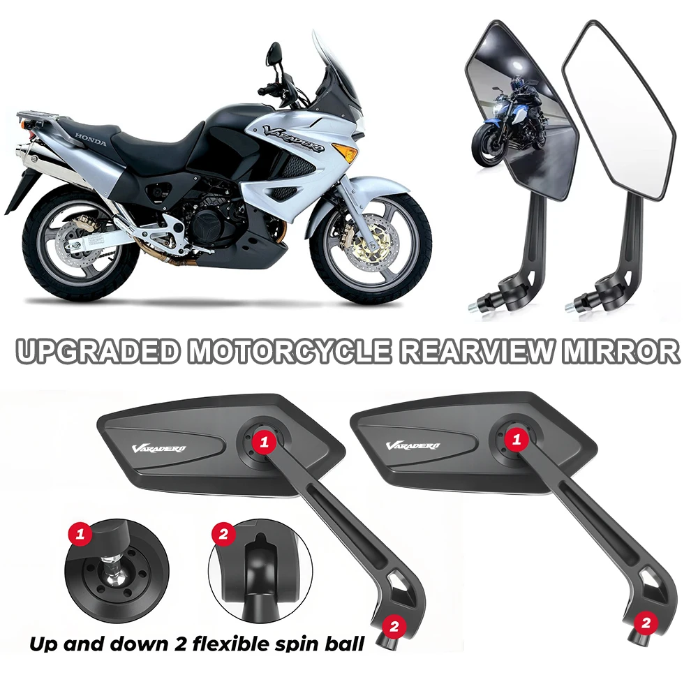 Motorcycle Mirrors Left Right Abs 360° Rotation 18-32mm Bar For Honda Varadero XL1000 XL700 XL650 XL125 1100 DL1000 XL XL350