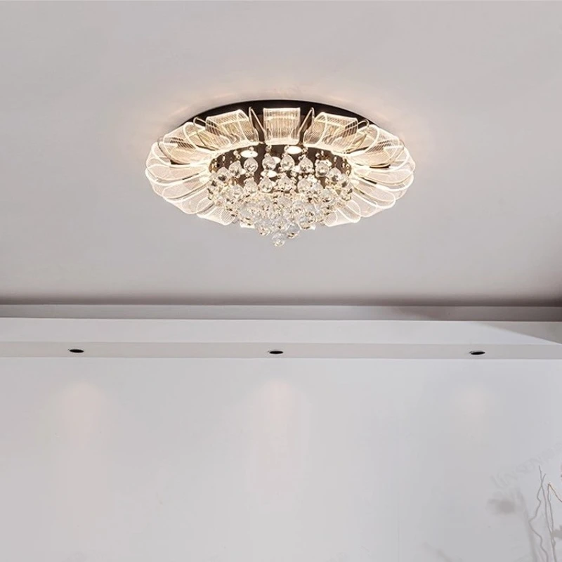 American Elegant Light Luxury Ceiling Lamps Living Room Minimalist Atmospheric Decorative Home Headlight Crystal Ceiling Lights