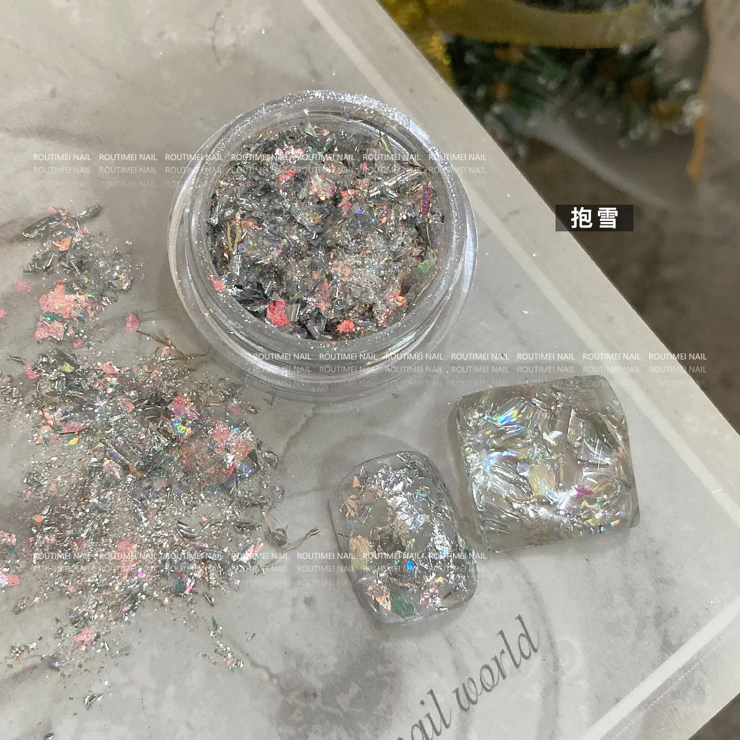 4pcs/Set 3D Rose Gold Silver Copper Nail Foil Sequins Gold Foils Nail Flakes Glitter Leaf Flake Irregular Paillette Manicure Dec
