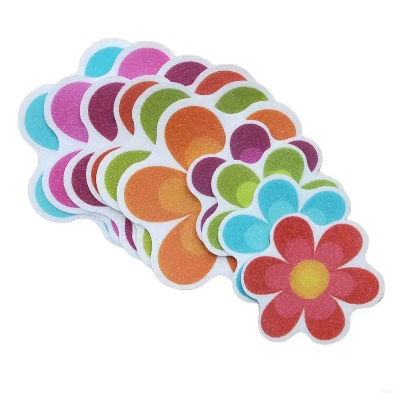 10pcs/set Anti Non Slip Mat Flower Bathtub Stickers Safety Flooring Bathroom Shower Adhesive Decals B95B