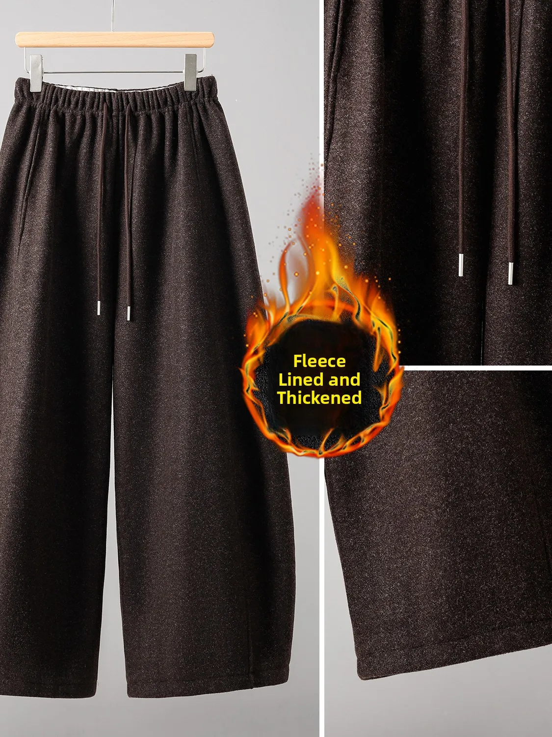 Thiened Fce gevoerde casual broek dames winter groot formaat faionable super schattige wollen broek met rechte pijpen