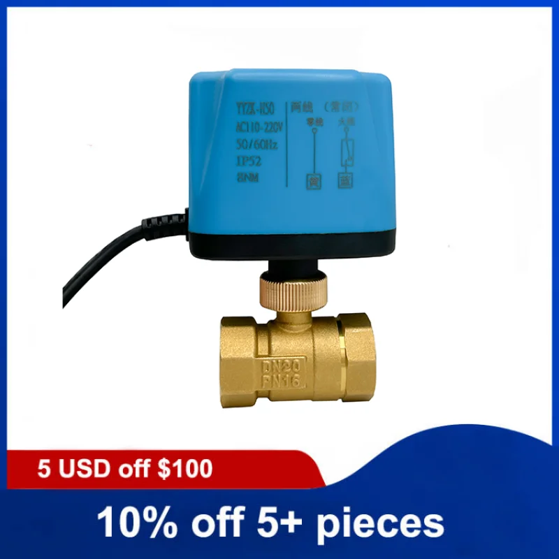 

3/4'' Two Way Brass Motorized Ball Valve Normally Closed Two Wire Control Electric Ball Valve