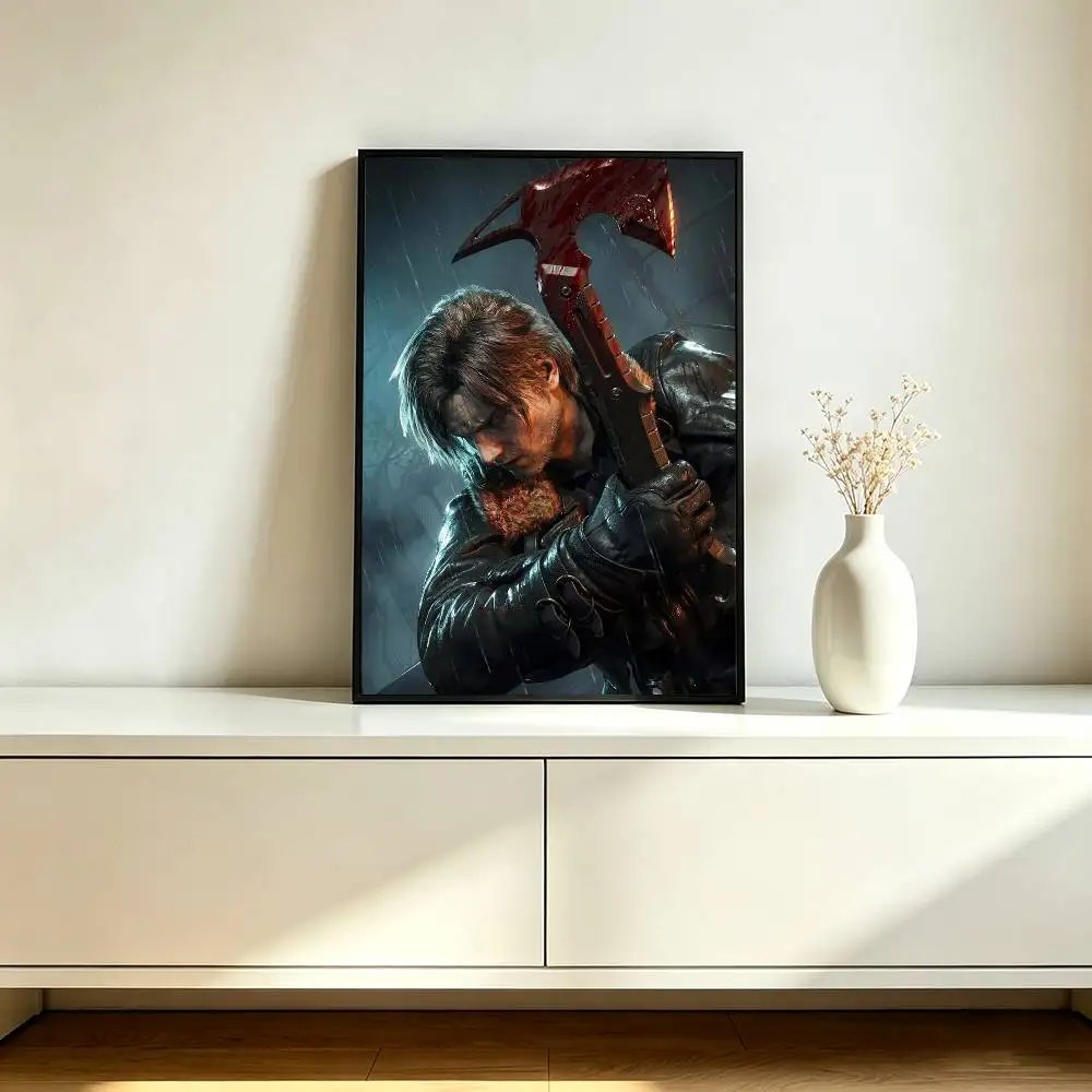 E-Evil Game L-Leon K-Kennedy Poster Waterproof Wall Art Sticker For Bar Living Room Vintage Decor High Quality Print Gift