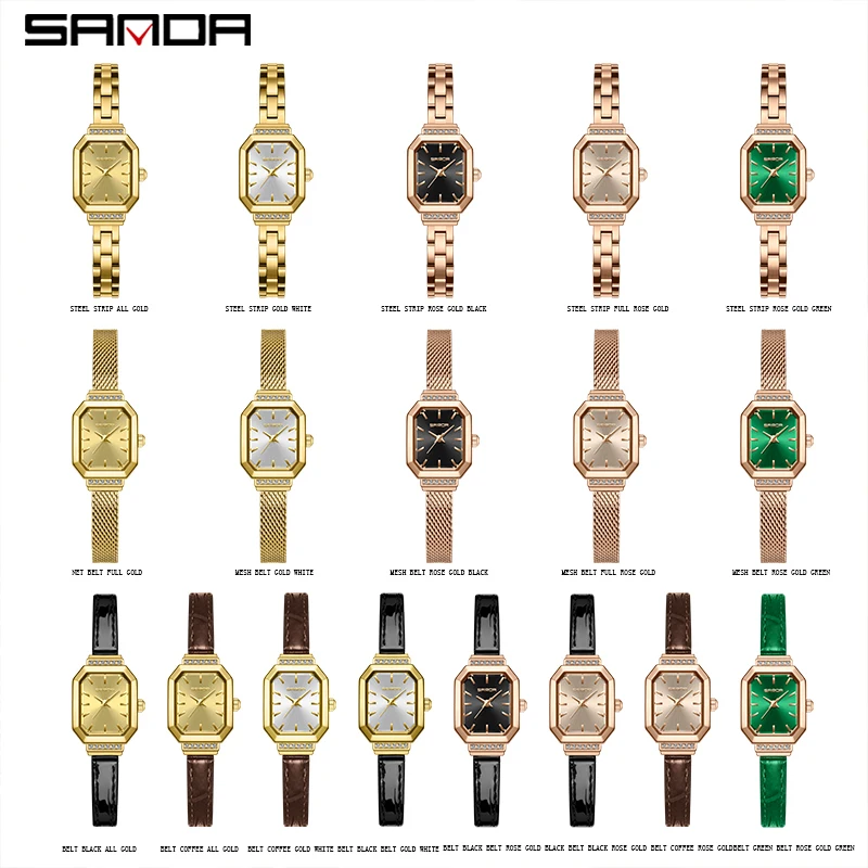 Fashion Sanda 1127 Leather Mesh Stanless Steel Women's Creative Dial Rose Gold Ladies Bracelet Female High Quality Quartz Watch