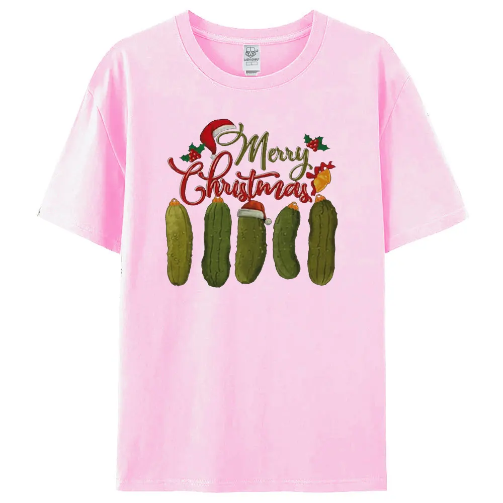Vintage Pickles Merry Christmas Shirt Funny Christmas T-Shirt Pickle Lover Gifts Tee Women Casual Holiday Cotton Tops Xmas Tees