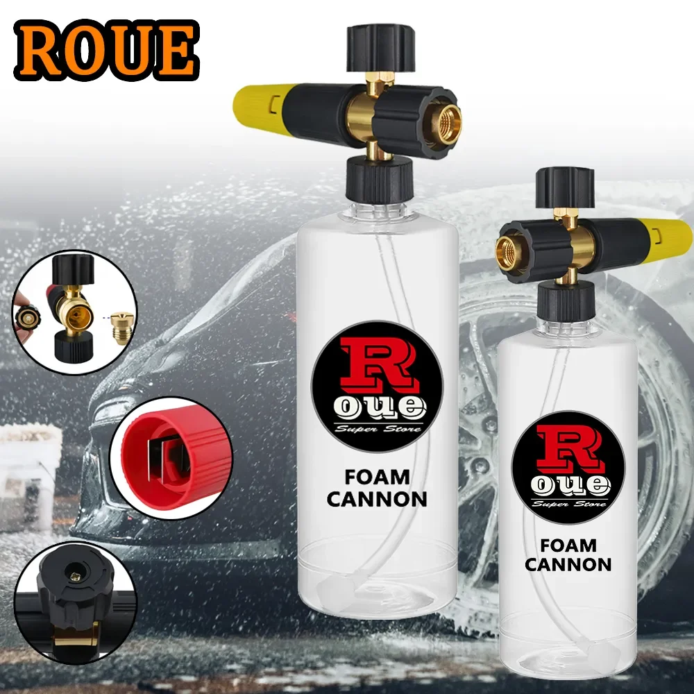 

ROUE Snow Foam Lance Cannon 1 Litre Bottle Car Wash Foamer Gun Sprayer Pressure Washer Foam Generator For Karcher Parkside Bosch