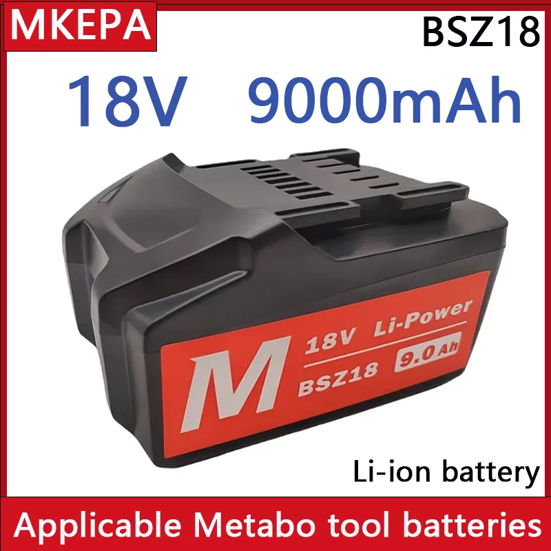 18V 9.0Ah Battery for Cordless Power Tool Drill Drivers lpega Wrench Hammers for Metabo 18V 9000mAh Battery BSZ18