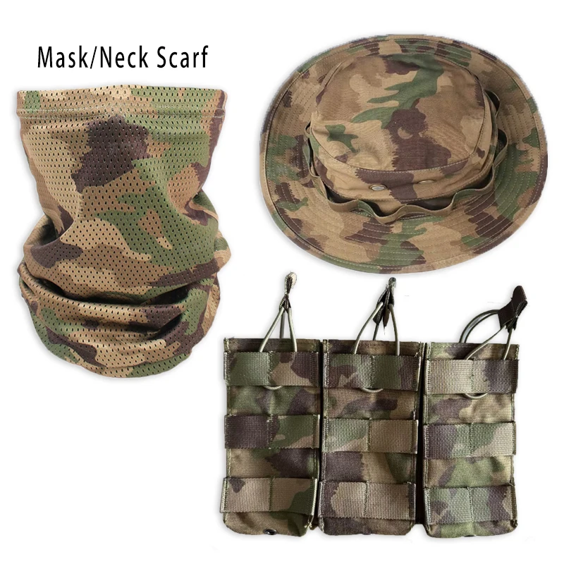 Customized TAZ16 Swiss Camouflage Fishmen Bonnie Hat tactical equipment - helmet cover/ triple/ Magazine Bag/Scarf DIY