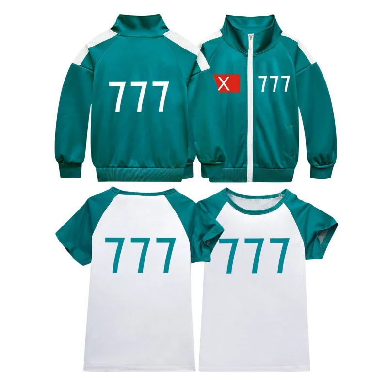 Halloween cosplay costume Men's and women's outerwear hoodie + trousers three-piece suit Blue O Red X 777