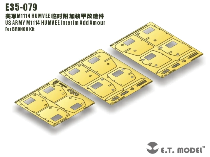 ET Model E35-079 US ARMY M1114 HUMVEE Interim Add Amour Photo-Etched Part For BRONCO Kit (No Car)