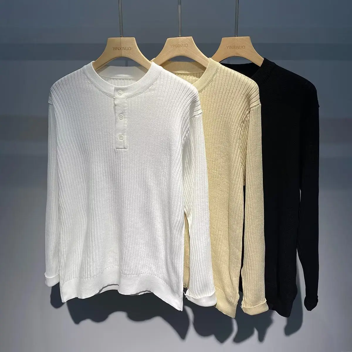 Herbst männer Lange Sve T-shirt Basis Schicht irt Hong Kong Sle Drucken Lose Trendy Top Polyester Faser Casual Wear