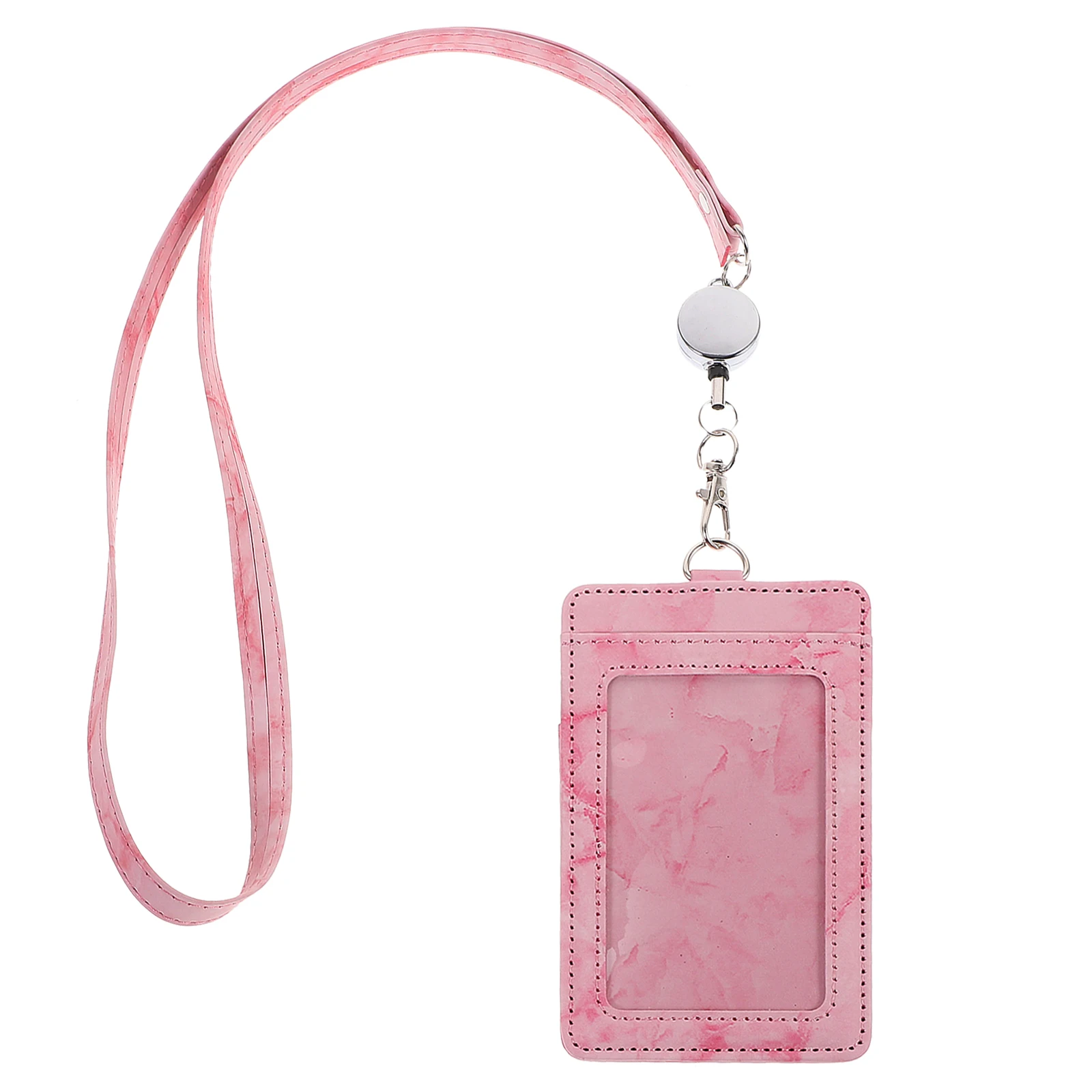 

Marble Pattern Card Holder Safe Non Fall Out Perfect for Name Tags Badges Cards Versatile Detachable Lanyard Lightweight