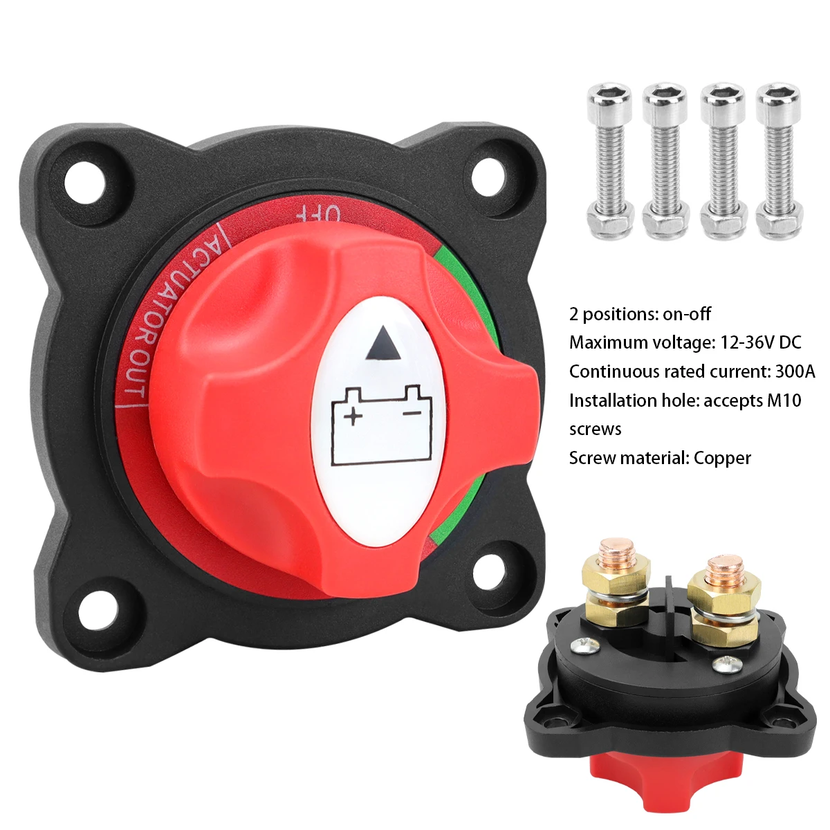 

12-36V High Current Battery Disconnect Switch 300A 2-Pole Battery Power Disconnect Main Switch Isolation Breaker