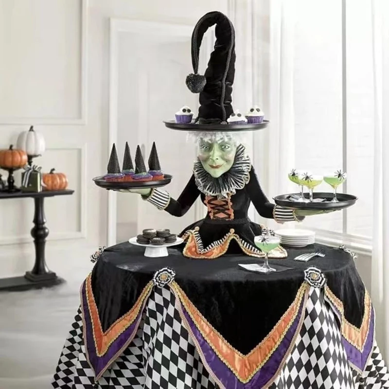 Halloween Witch Display Stand Tray, Resin Crafts Desktop Decoration Ornaments