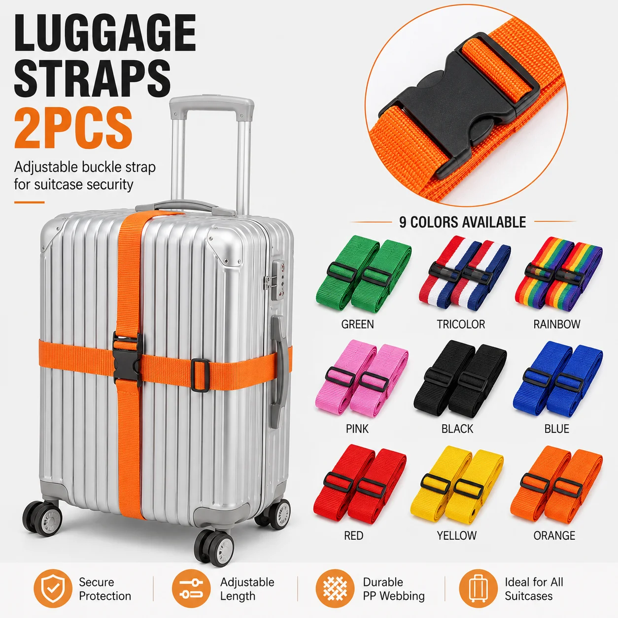 2Pcs Straight Shaped Luggage S - Travel Accessories Luggage Straps recension och pris