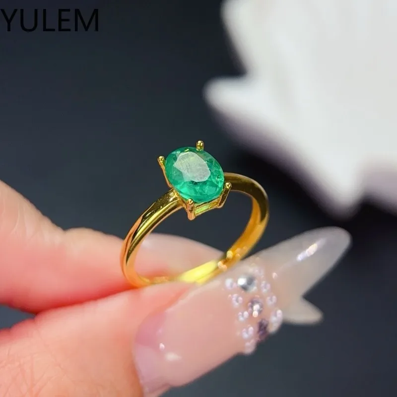 

Роскошное серебряное кольцо 925 пробы для вечеринки, кольцо с натуральным изумрудом 6x8 мм, подлинное колумбийское изумрудное украшение с сертификатом