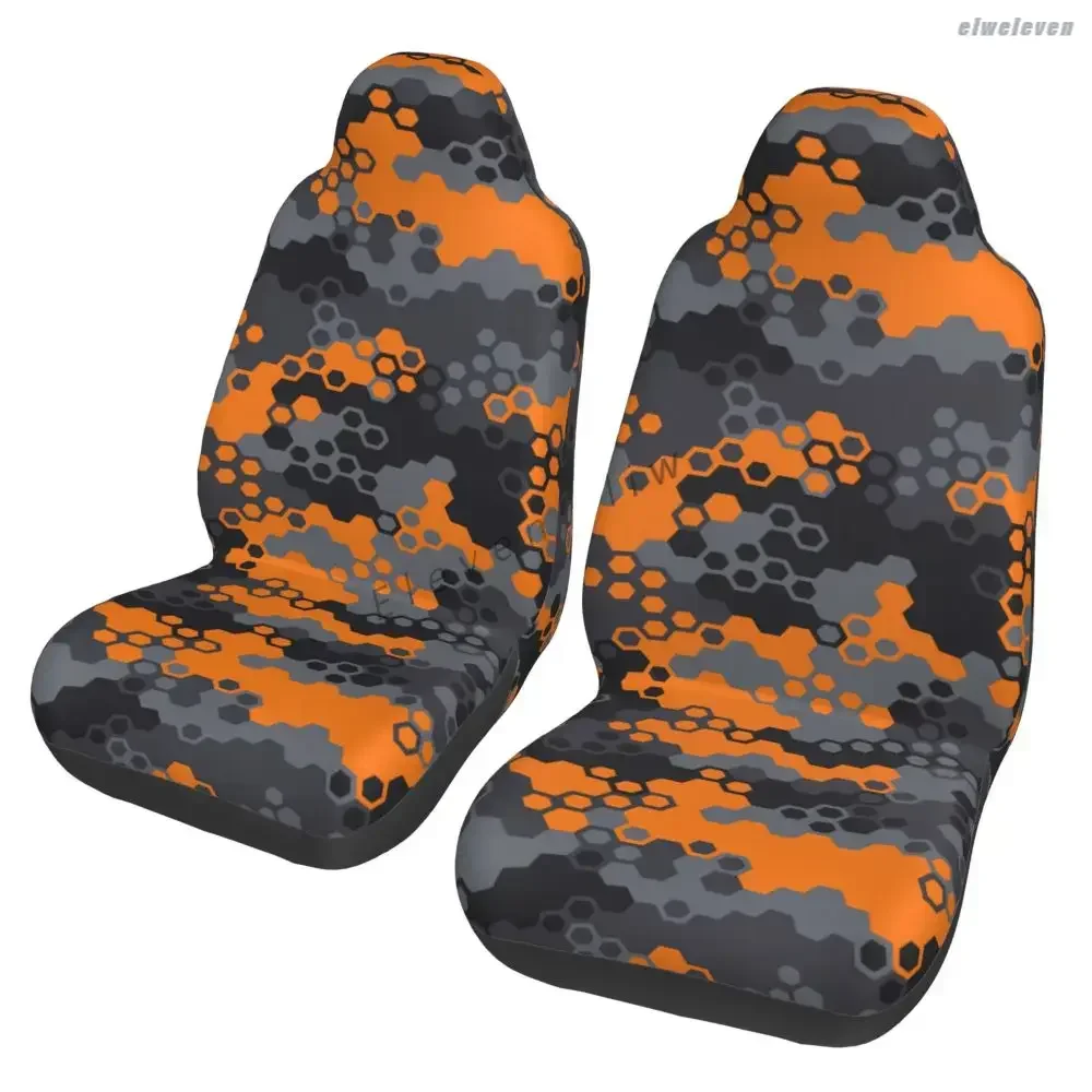 Orange Camouflage Car Seat Cover, Seat Cover, Anti Fouling and Convenient Protective Cover, Unique Style, 2PCS Universal Type