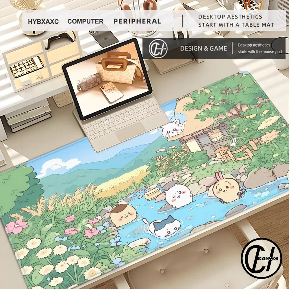 

Japan comics Cute Chiikawas Mousepad HD Printing Computer Gamers Locking Edge Non-slip Mouse Pad XXL90x40cm Keyboard PC Desk Pad