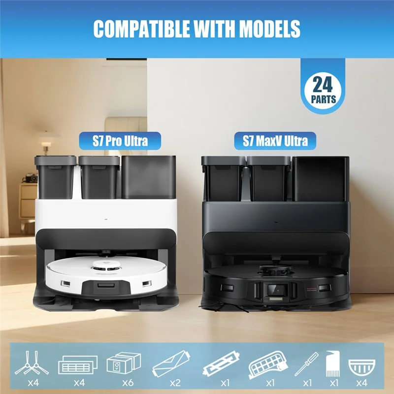 LITE-Per Roborock S7 Pro Ultra Maxv Ultra Robot Aspirapolvere Accessori Sacchetti per la polvere Mop Panno Filtro Hepa Spazzole laterali principali