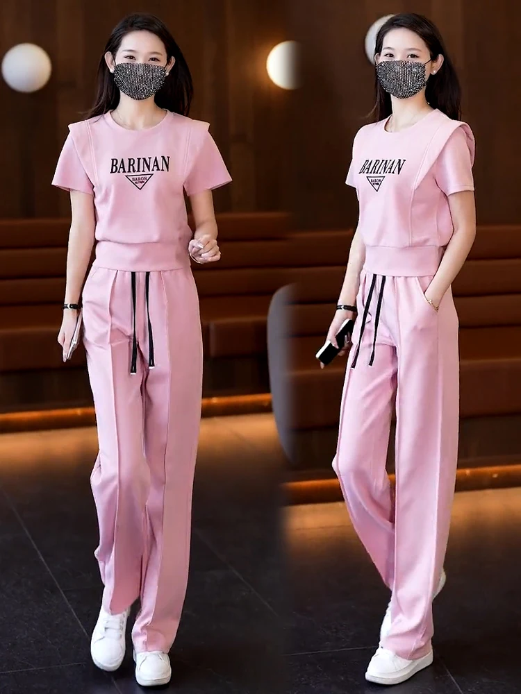 Casual Sportswear Set Women's Summer 2025 Faionable Sli ort Sve Two-Piece Suit Mom Clothes Comfortable Breathable ...