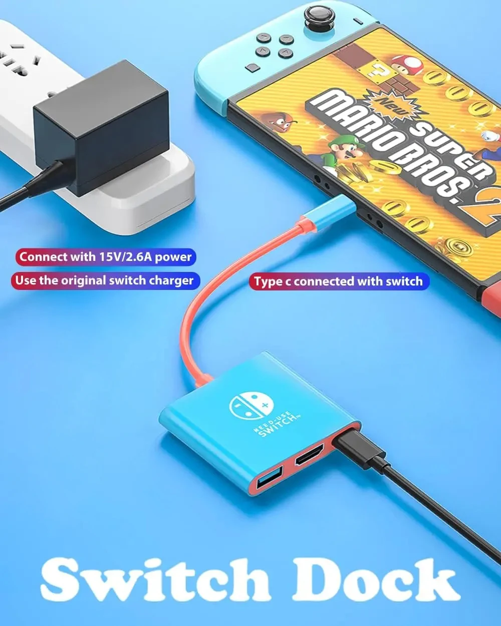 USB C to HDMI Adapter Support 4K/1080P Switch TV Dock Mode , Adapter Compatible Steam Deck/Nintendo Switch/Switch OLED