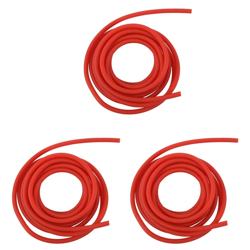 

3X Tubing Exercise Rubber Resistance Band Catapult Dub Slingshot Elastic, Red 2.5M