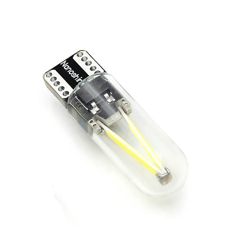 1x W5W Led T10 Cob Glass Car Light Led Filament Auto Automobiles Reading Dome Wedge License Plate Bulb Lamp DRL Car Styling 12v