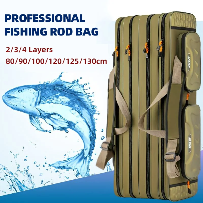 

80/90/100/120CM/130CM Fishing Bag Multifunctional Fishing Rod Reel Lure Pole Storage Bag Case Fishing Gear Tackle 2/3/4 layers