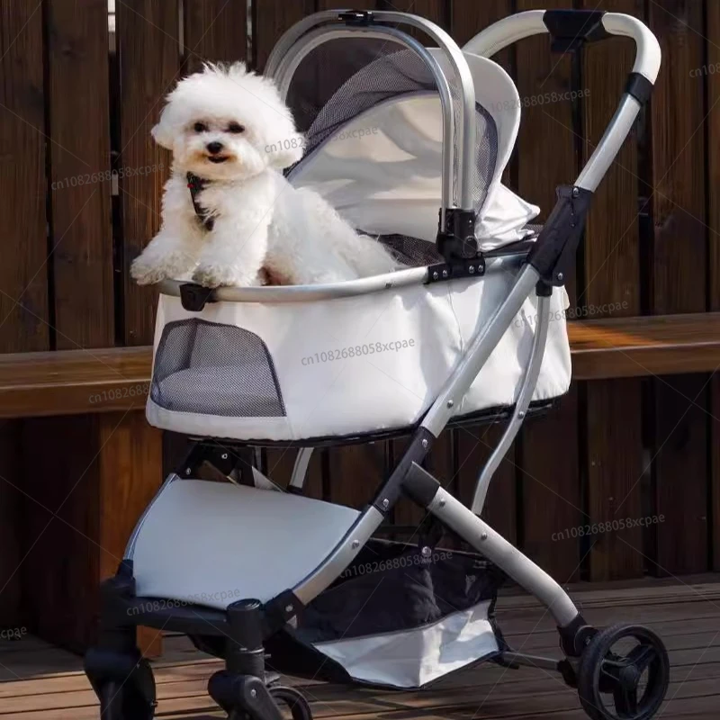 Pet stroller cabin can be separated with one click collection for dogs to go out and push the cart