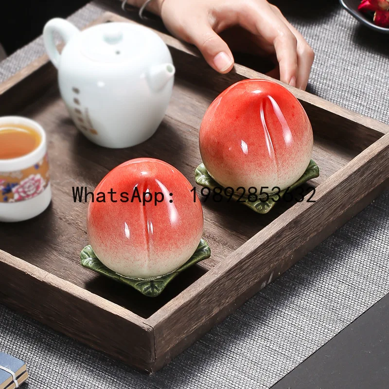 

XL4-1 ceramic peach tea can sealed jar Fushengfan peach Pu'er tea warehouse