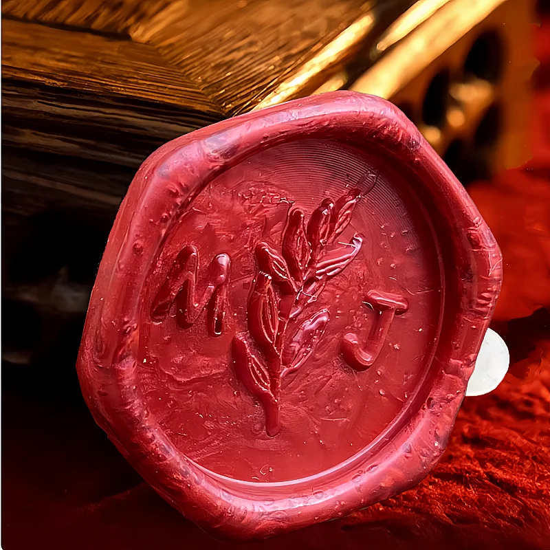 

50Pcs/Bag Personalized Wax Seal Stickers with Your LOGO Self Adhesive Hexagon Wax Seal Label Stickers for Wedding Invitations