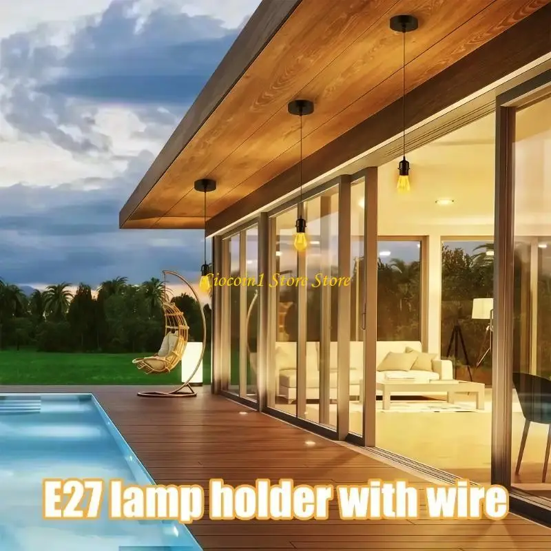 A3PC 2Pcs/set E27 Screw In Light Socket Lamp Holder Featuring ABS Plastic Housing And Flexible Power Supply Cord Line