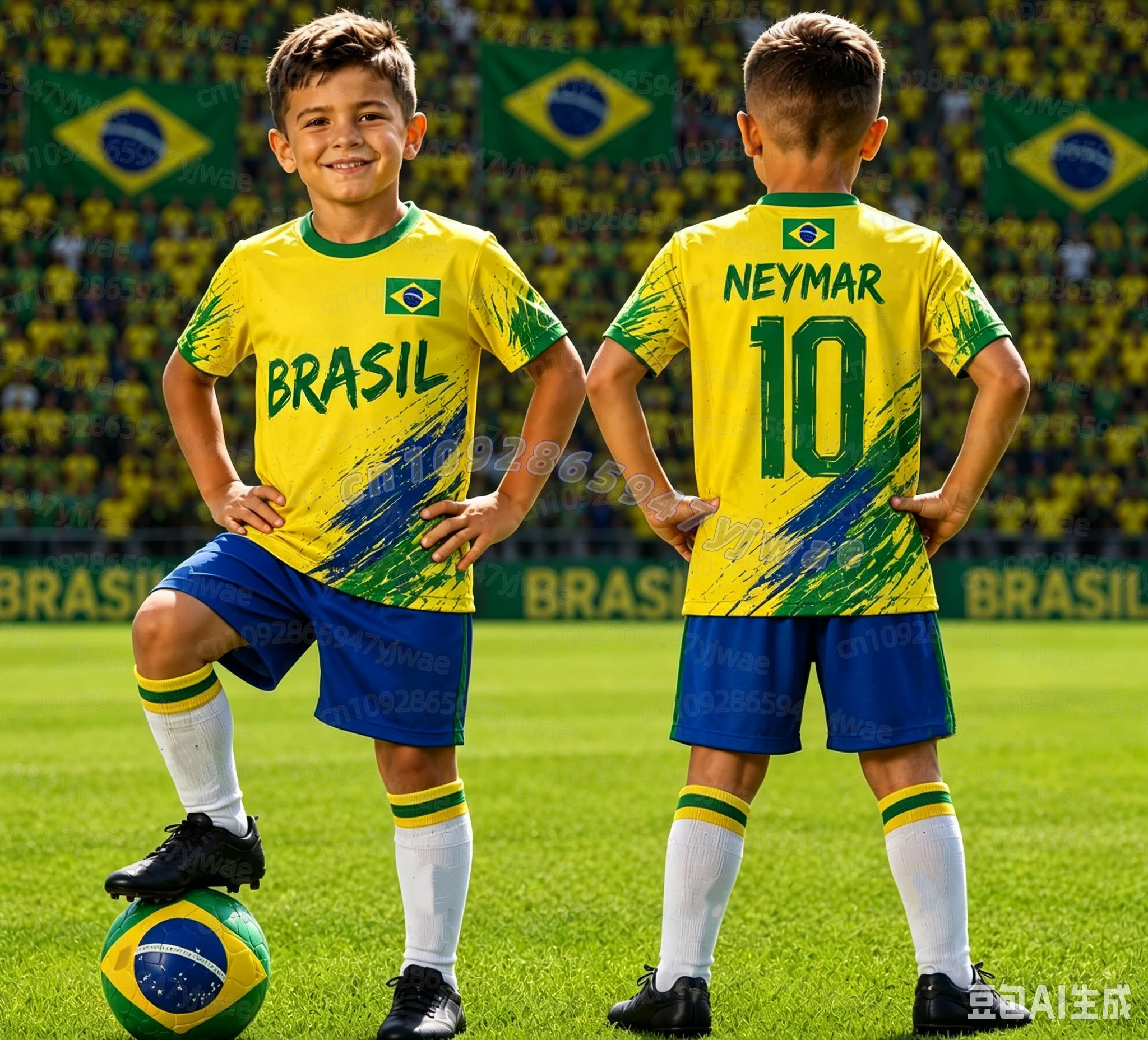 2026 Jungen Mädchen Neymar Nr.10 Fußballtrikot T-Shirt Shorts Set Damen Herren BRASILIEN Fans Kinder T-Shirt Shorts Set Trainingsanzug 2-teiliges Set – Detail 9