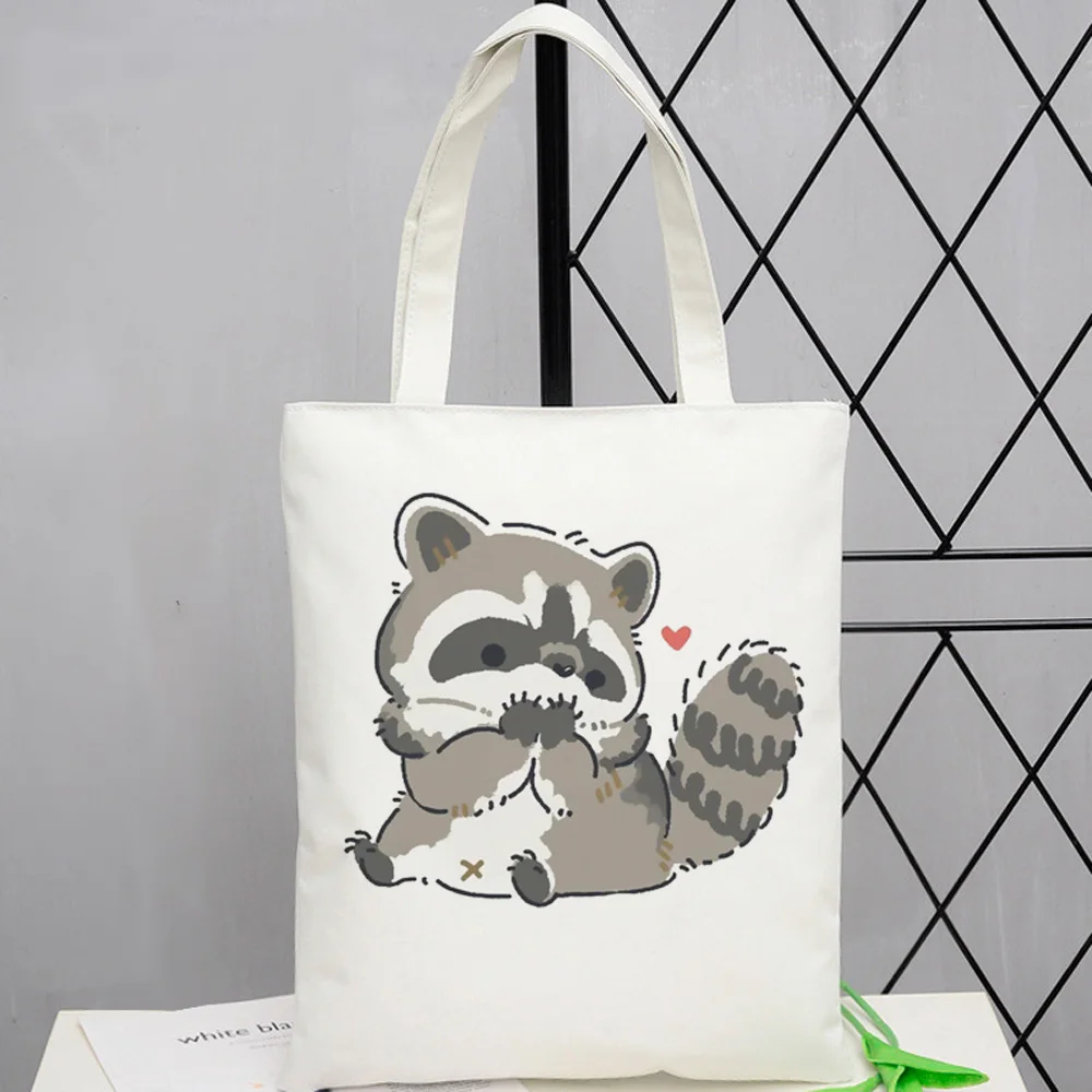 Mapache shopping bag tote canvas shopper handbag grocery reusable bag bolsas reutilizables bolsas ecologicas sac toile