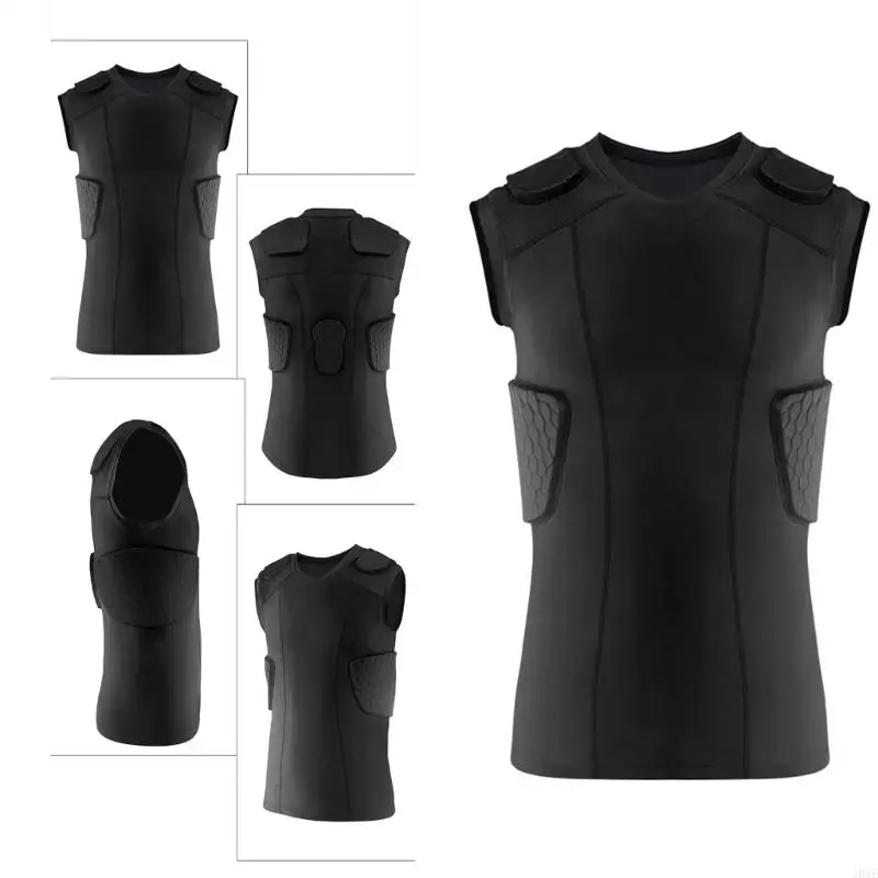 

Padded Compression Shirt Football Rib Protector Pad Back Protector Padded Shirt Protective Gear for Baseball Basketball