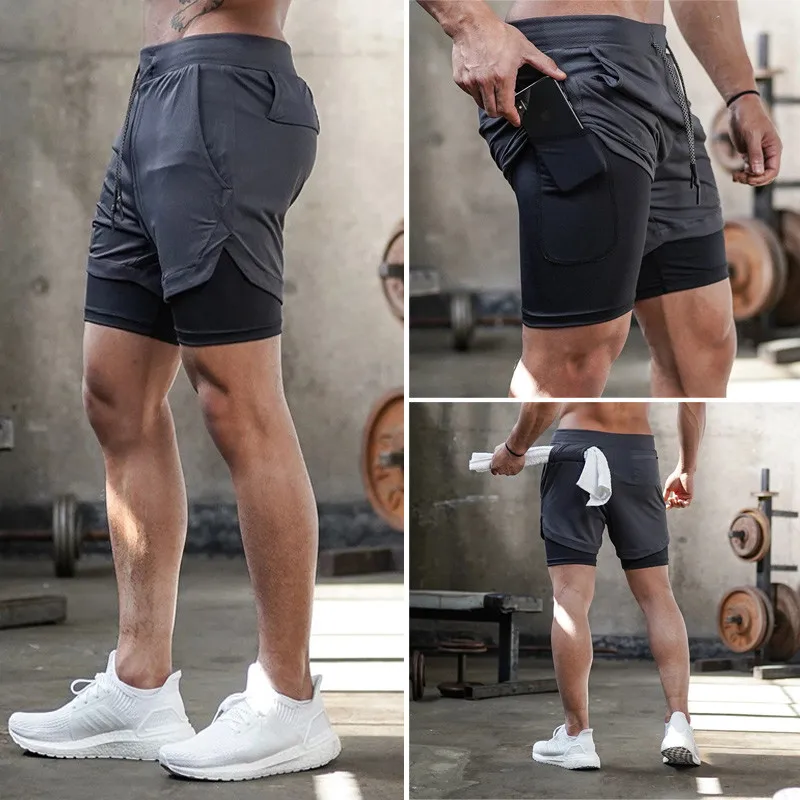 Camo Running Shorts Men Gym Sports Shorts 2 In 1 Quick Dry Workout Training Gym Fitness Jogging Short Pants Summer Men Shorts