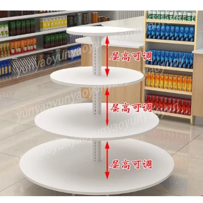 Steel Wood Nakajima Display Rack Multi-layer Round Counter Shelf Gift Display Stand for Retail Shop