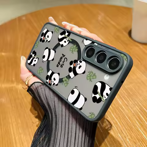 Magnetic For Magsafe Lovely Panda Case For Samsung Galaxy S24 S22 Ultra S23 S21 FE A15 A25 A35 A56 A55 A54 5G Capa S25 Ultra