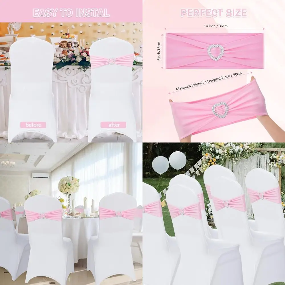 

120-Piece Spandex Chair Sashes with Buckle Sliders for Universal Elastic Chair Ties - Ideal for Weddings, Banquets, and Party De