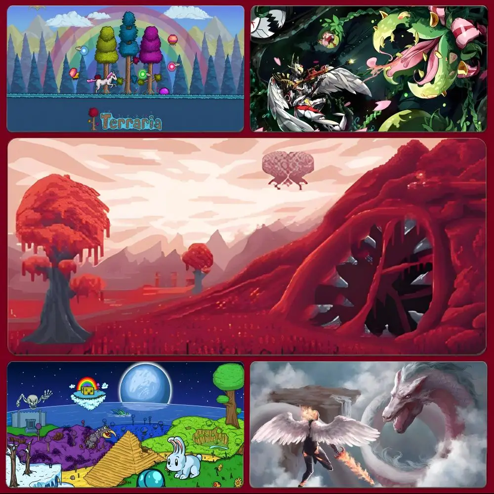 Game Adventure T-Terraria Mouse Pad Large Gaming Mousepad with Stitched Edges Thickened Desk Mat PC