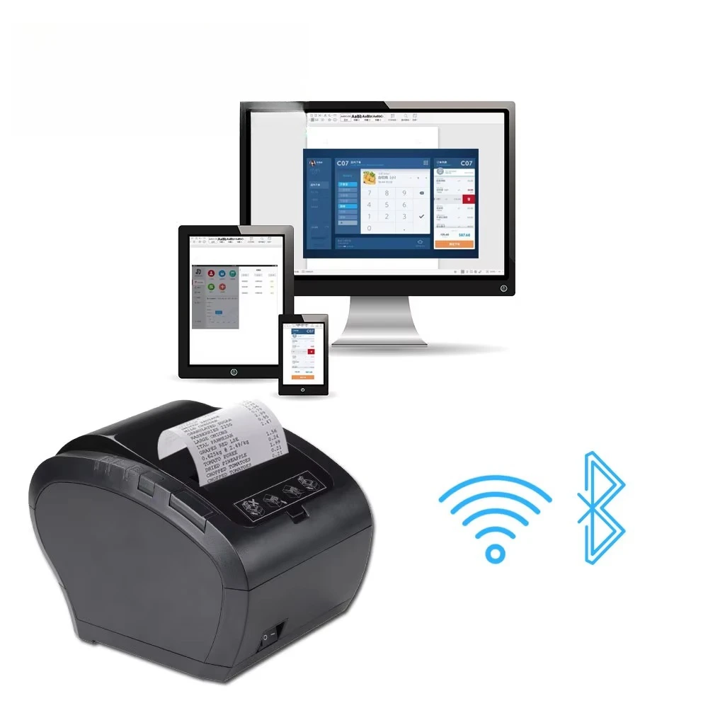 In Stock Android Ios bluetooth Wifi 80mm Thermal Receipt Printer Pos System Desktop Printer