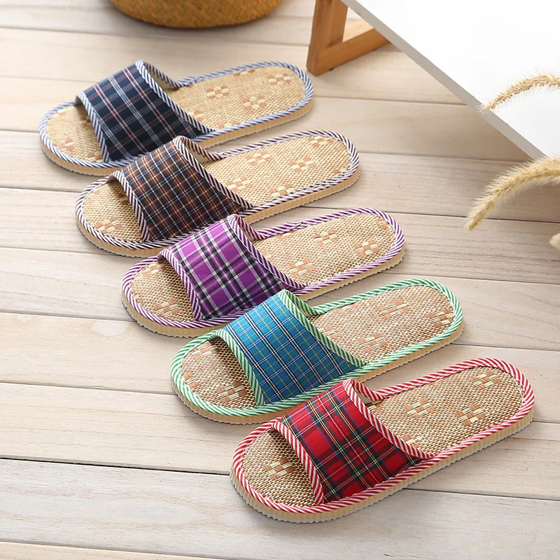 Indoor Linen Slippers Soft EVA Foam Flat Bottom For Home Guest Hotel Wooden Floor Autumn Winter Household Footwear
