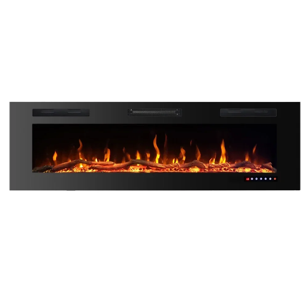 Electric Fireplace Wall Recessed Mounted LED Decorative Fireplace Wood Insert Fire Place Heater for RV Home Hotel