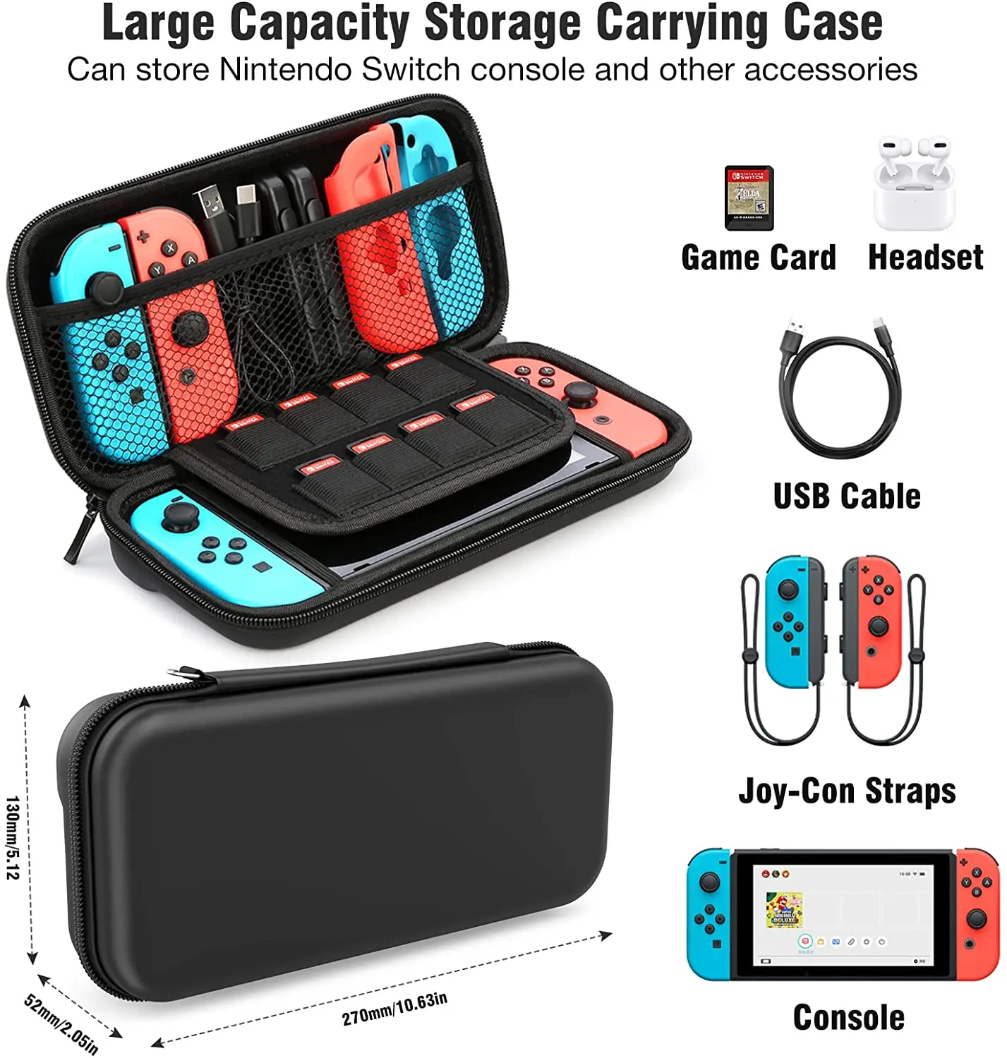 HEYSTOP-Sac de rangement portable étanche pour console Nintendo Switch, étui de protection rigide, accessoires de jeu