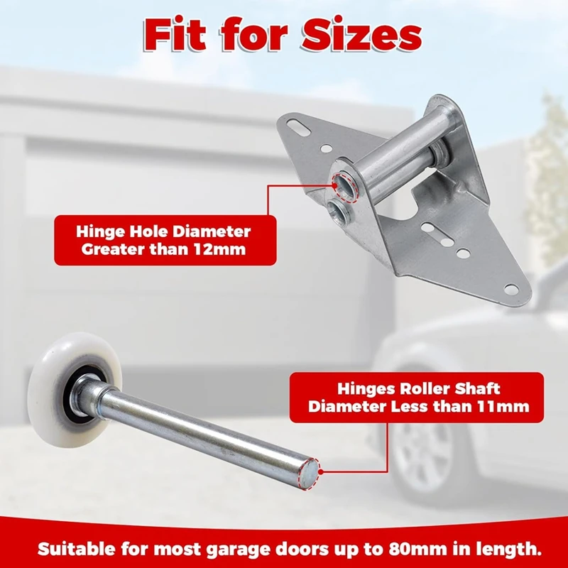 ガレージドアヒンジサイレントローラースリーブ、車用ベアリングガスケット、RV、長さ11mm、80mm、シャフトナット、ABNO-20セット