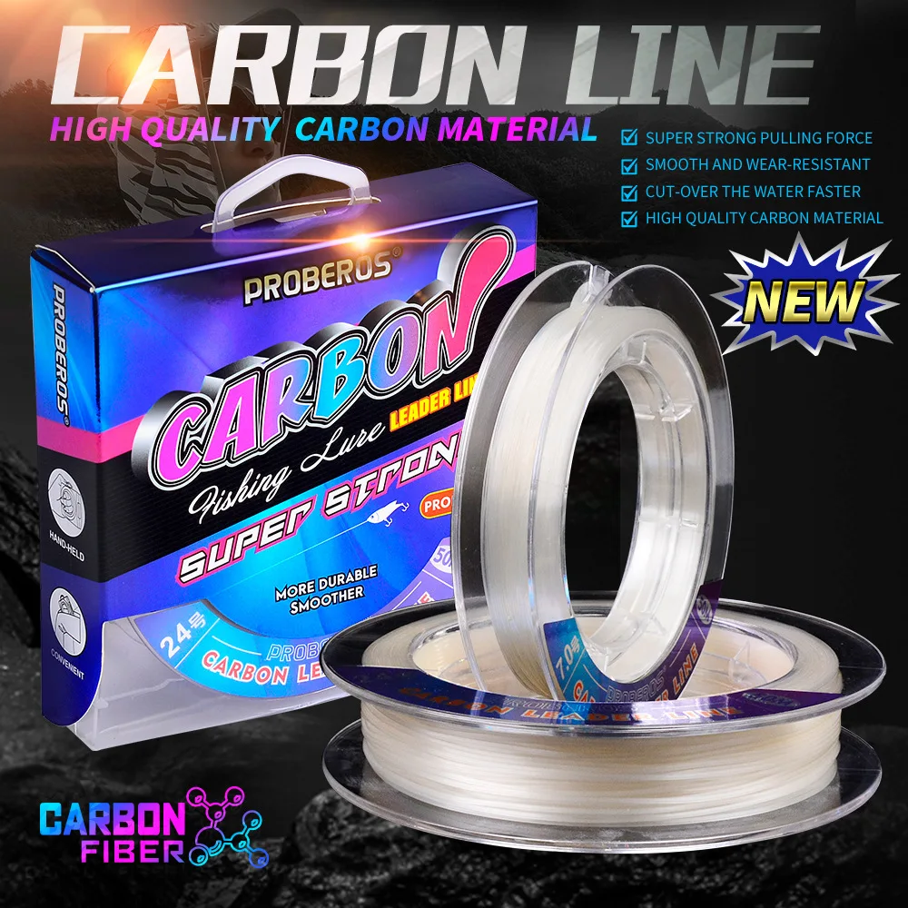 50M Carbon Fiber Braided Fishing Linem Extremely Thin Smooth Long Casting Pure Carbon Fishing Line Not Easy To Make Knot 0.8#-24